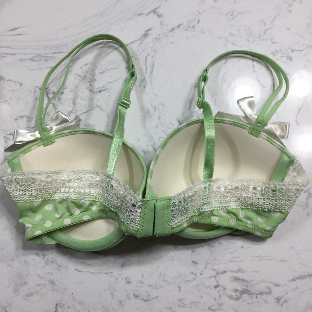 B. Tempt’d By Wacoal Polka Dotted Push Up Bra Lime Green 32C - Picture 9 of 16
